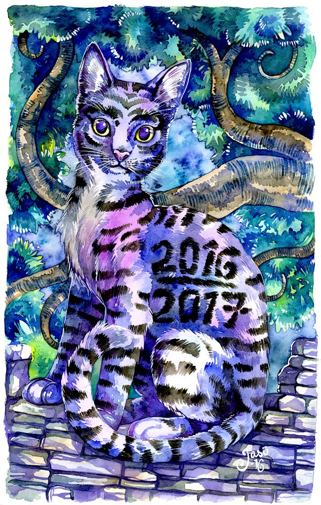 Original Painting - Cat on the Fence