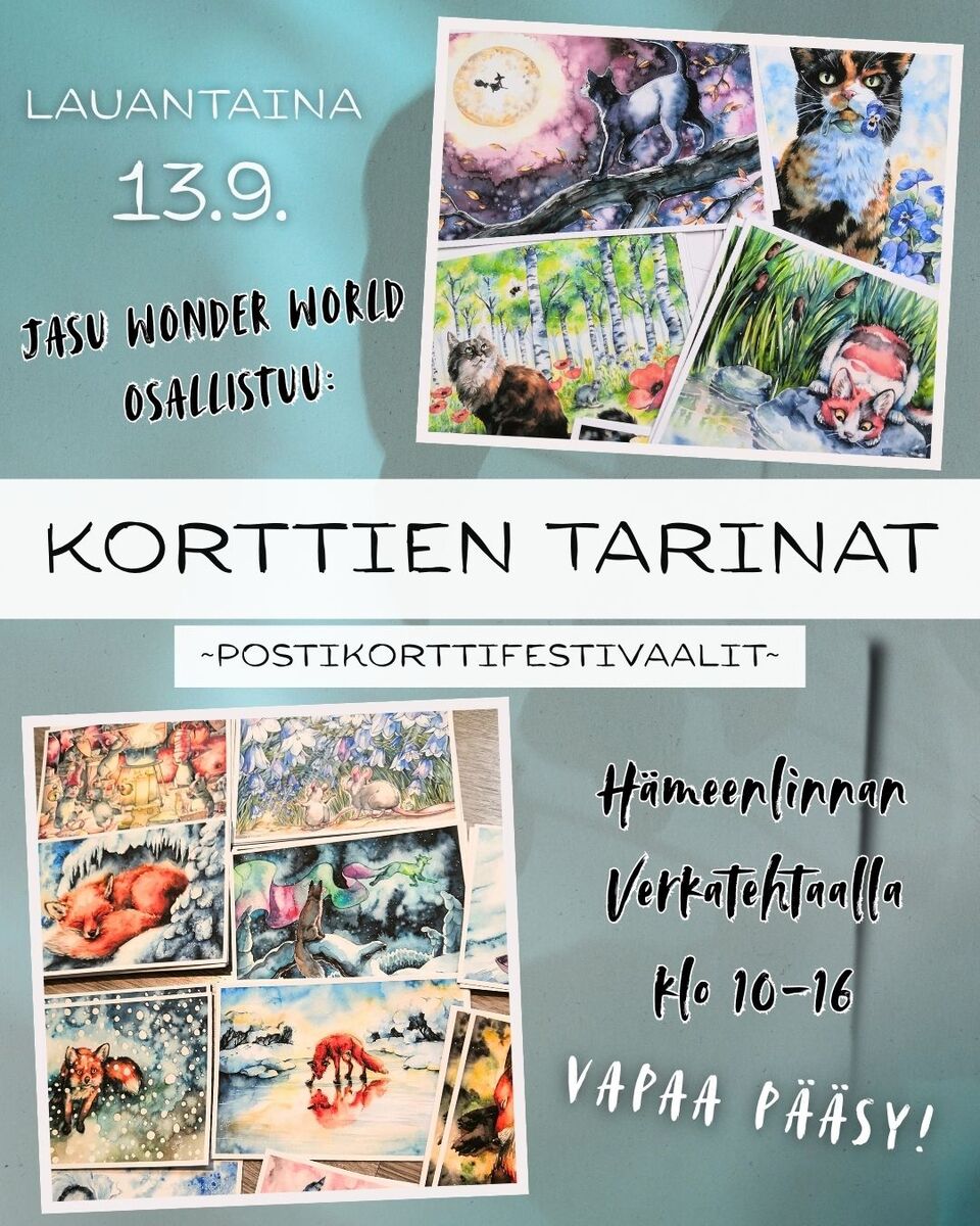 This Saturday I'll be in Hämeenlinna, attending a post card festival. The event has a free entrance, welcome! :)