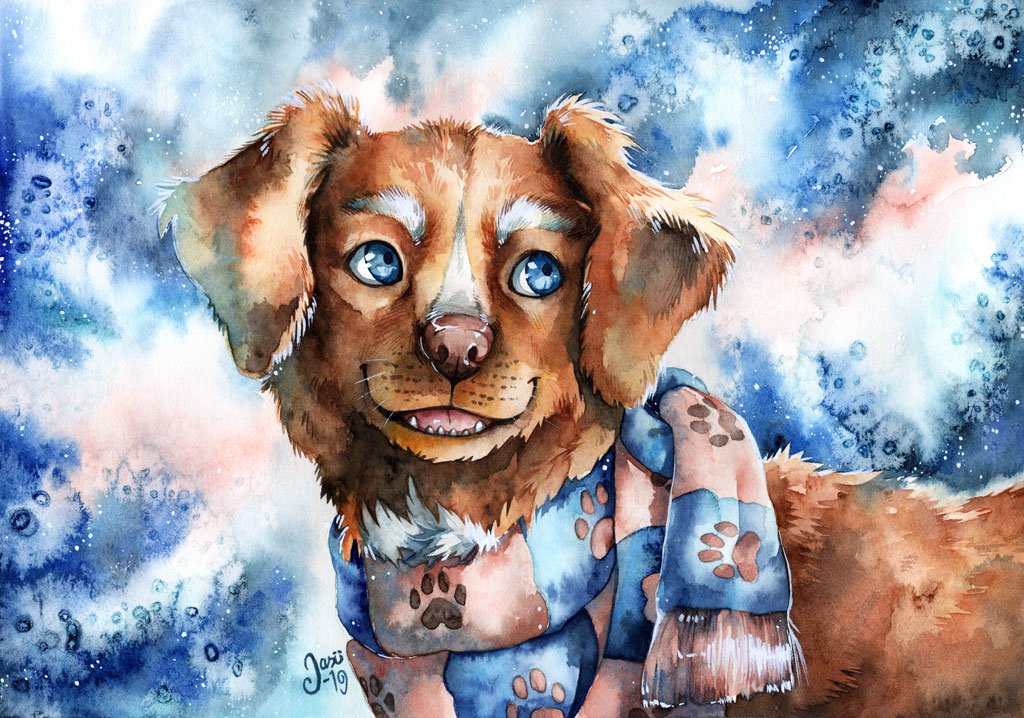 Print - Dog with a Scarf