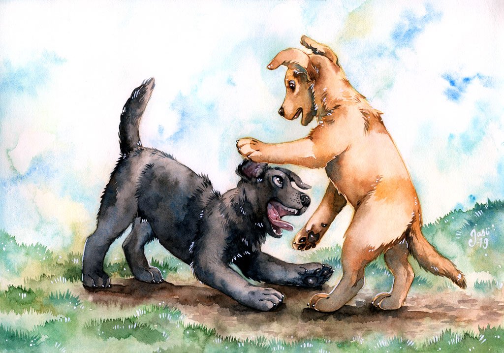 Print - Playful Puppies