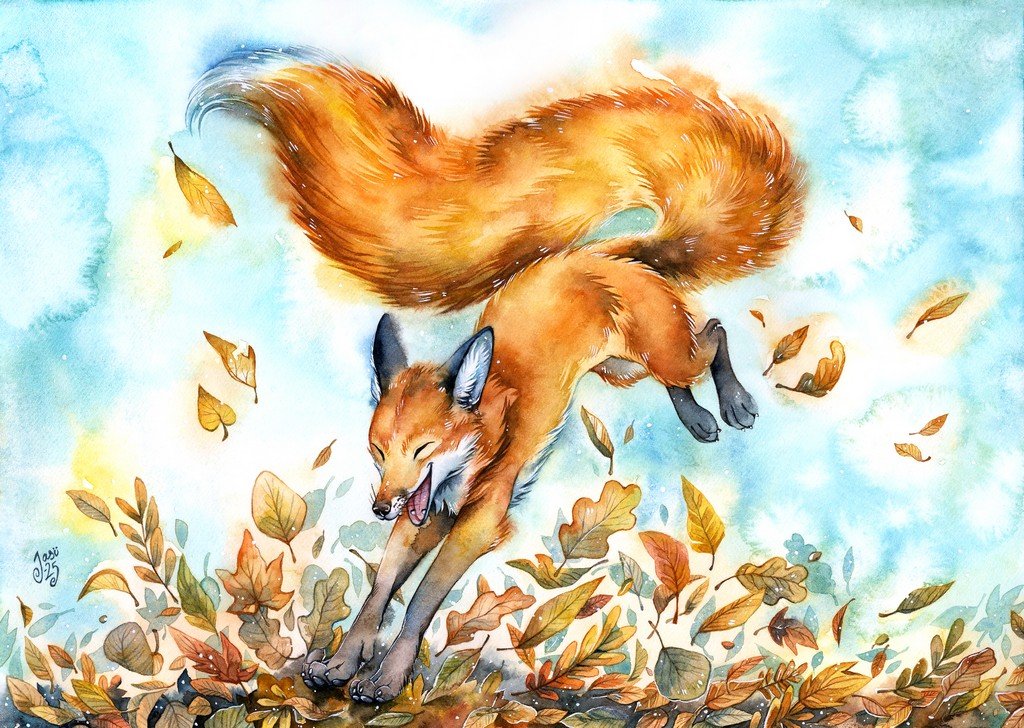 Print - Fun with the Fallen Leaves