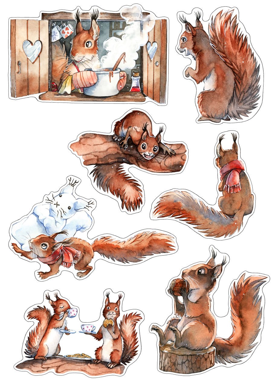 Sticker Set - Squirrels