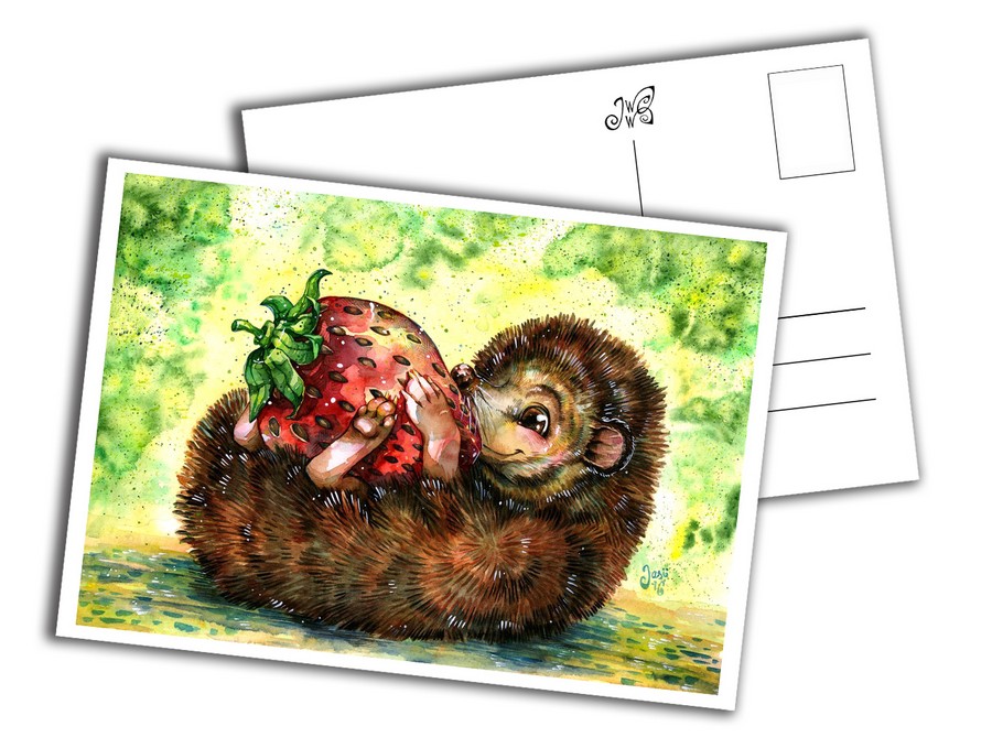 Card - Hedgehog with a Giant Strawberry
