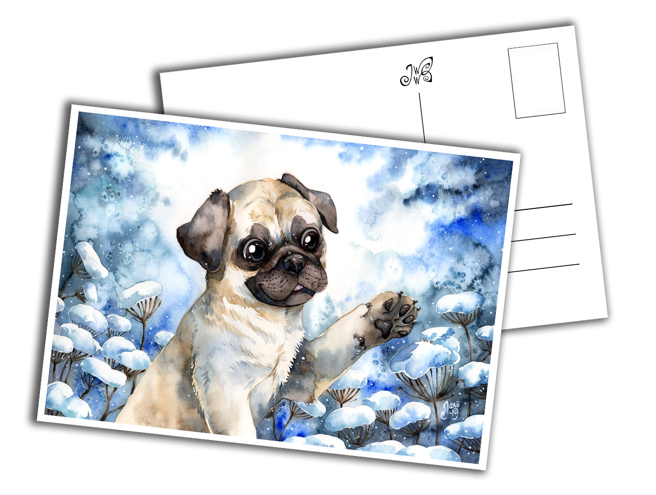 Card - Pug in Winter