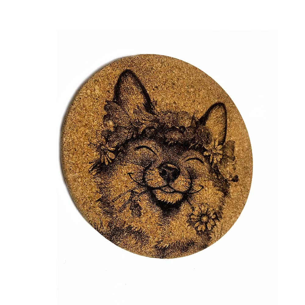 Cork Coaster - Happy Fox 