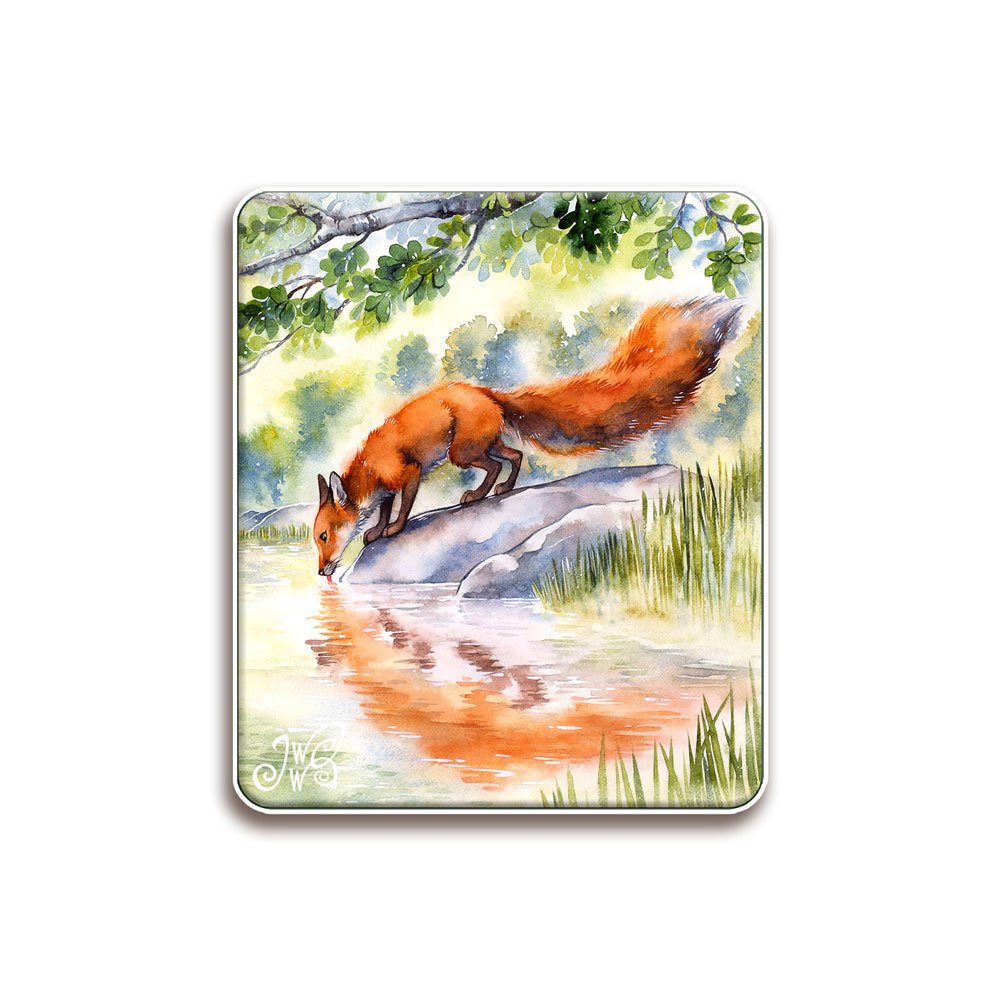 Magnet - Fox Drinking from a Lake
