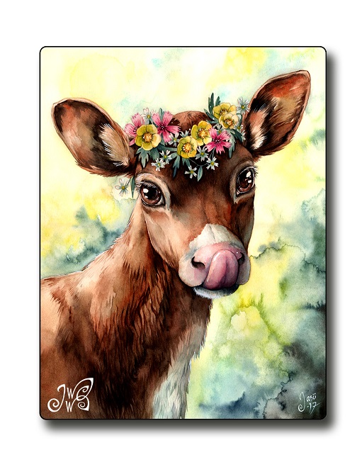 Magnet - Calf with a Flower Crown