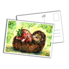 Card - Hedgehog with a Giant Strawberry