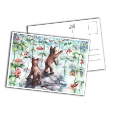 Card - Bear Cubs Catching Fish